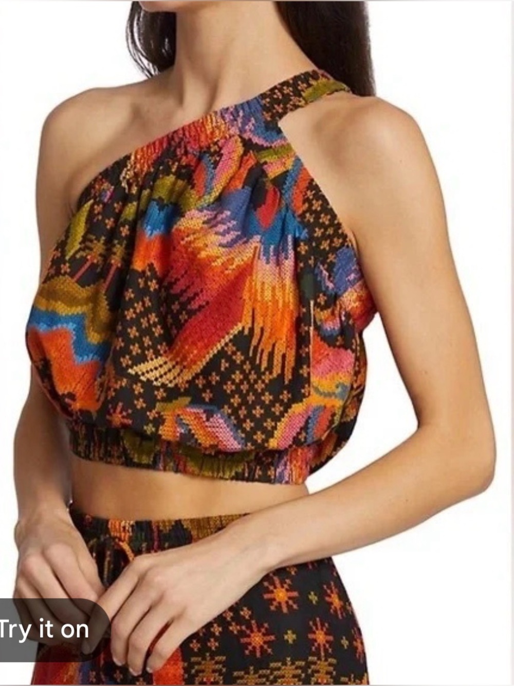 Farm Rio Macaw One-Shoulder Crop Top